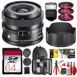 Sigma - 24mm f/3.5 DG DN Contemporary Lens (Sony E) Value Bundle - Black