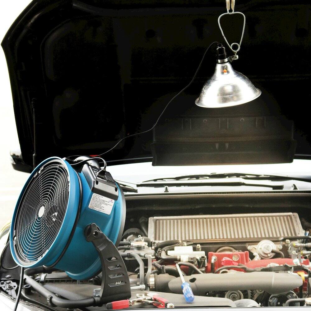 Alt View 7. XPOWER - 4 Speed 13" Ventilation Axial Air Mover, Blower, Fan with Built-in Power Outlets - Blue.