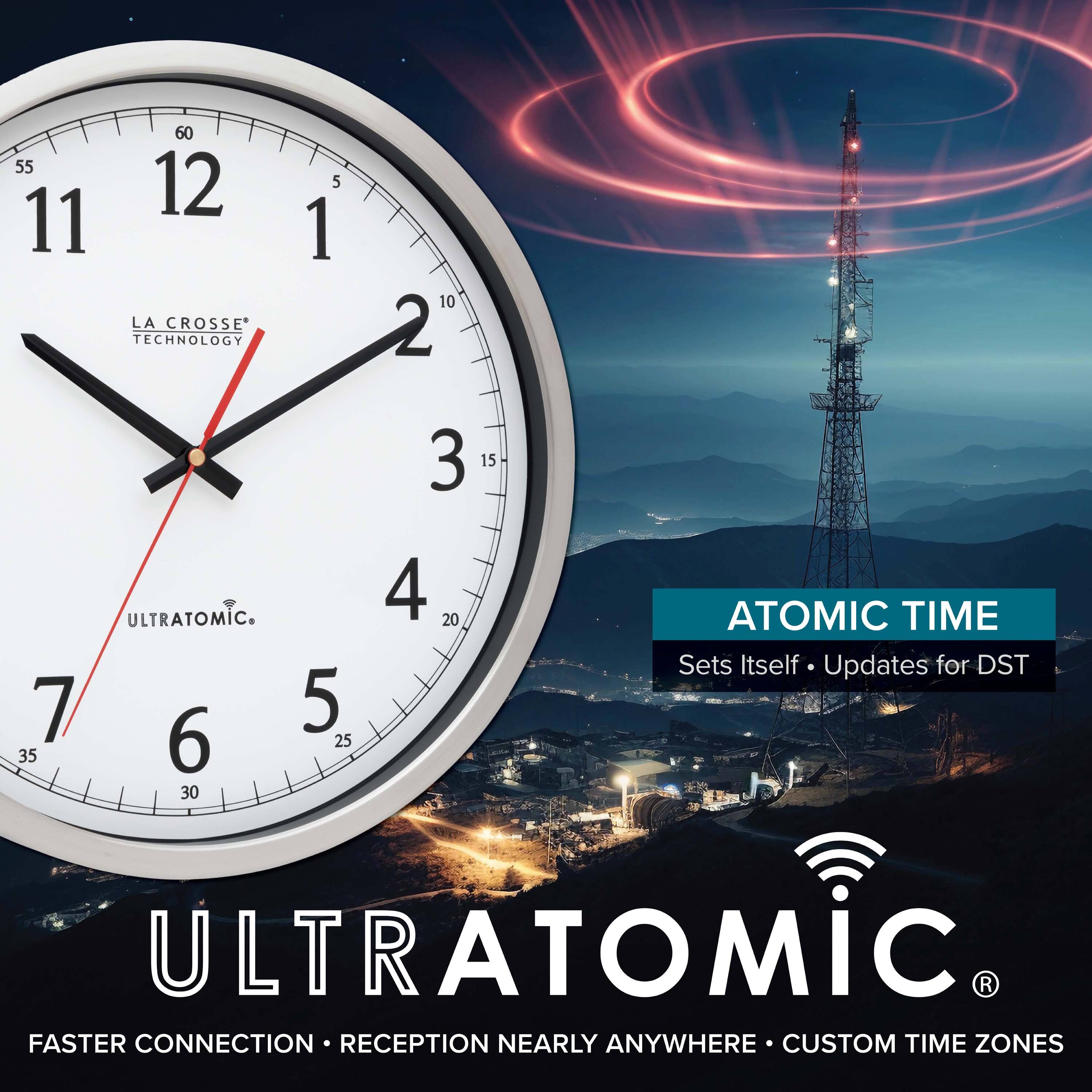 La Crosse Technology 14 Inch UltrAtomic Analog Stainless Steel