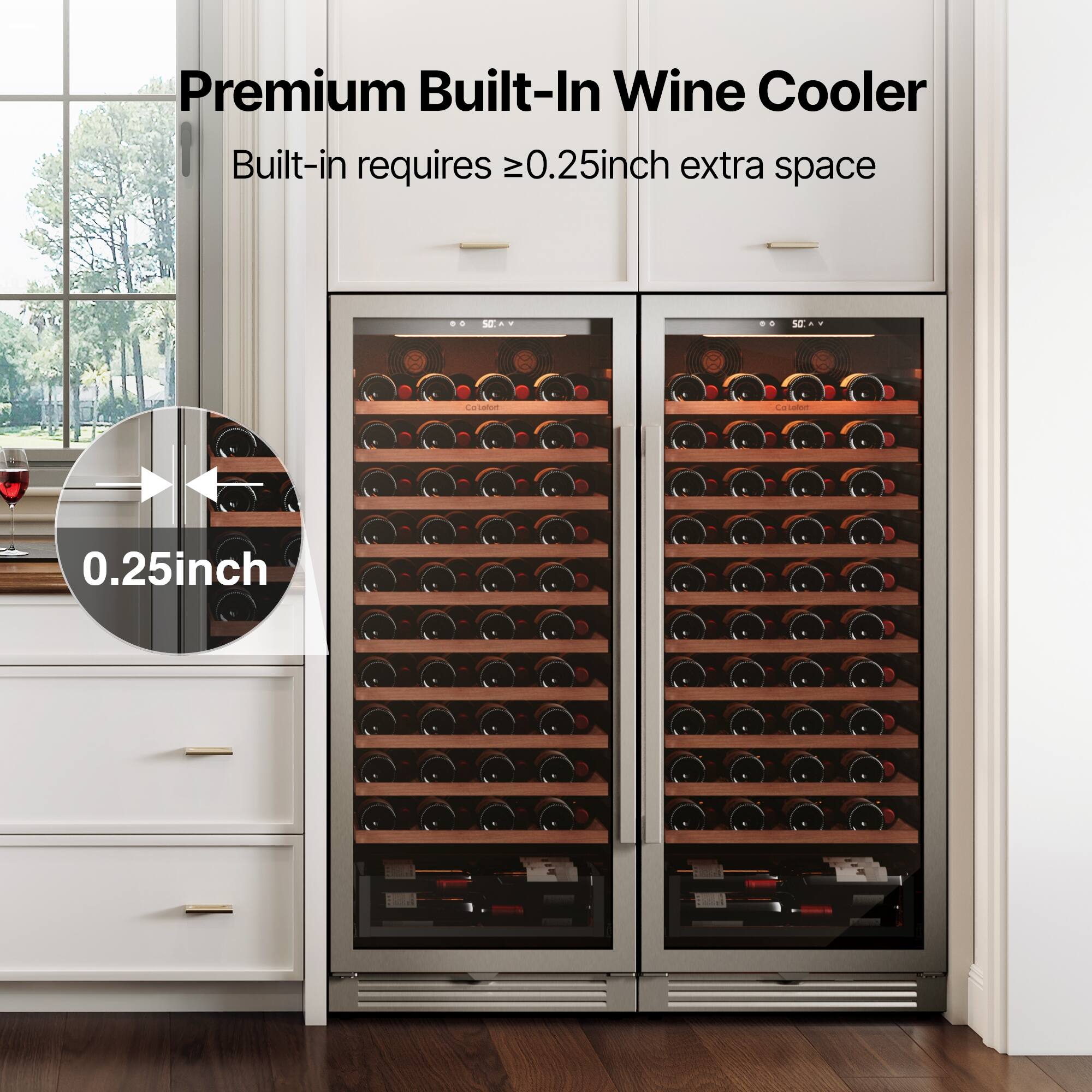 Premium Built-In Wine Cooler

Built-in requires ≥0.25 inch extra space

0.25 inch
