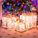 Alt View 2. Costway - Set of 3 Pre-Lit Christmas Gift Boxes Lighted Present Decoration with 100 Lights - Gold/White.