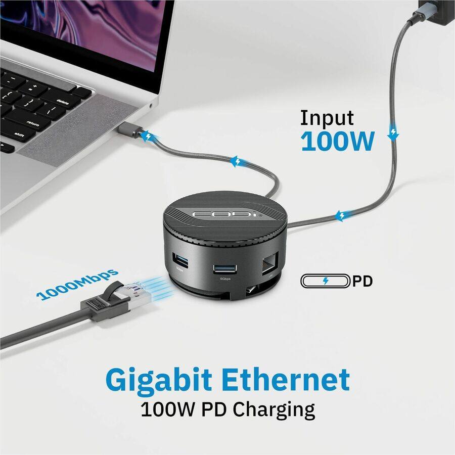 Gigabit Ethernet  
1000Mbps  
100W PD Charging  
Input 100W  
PD