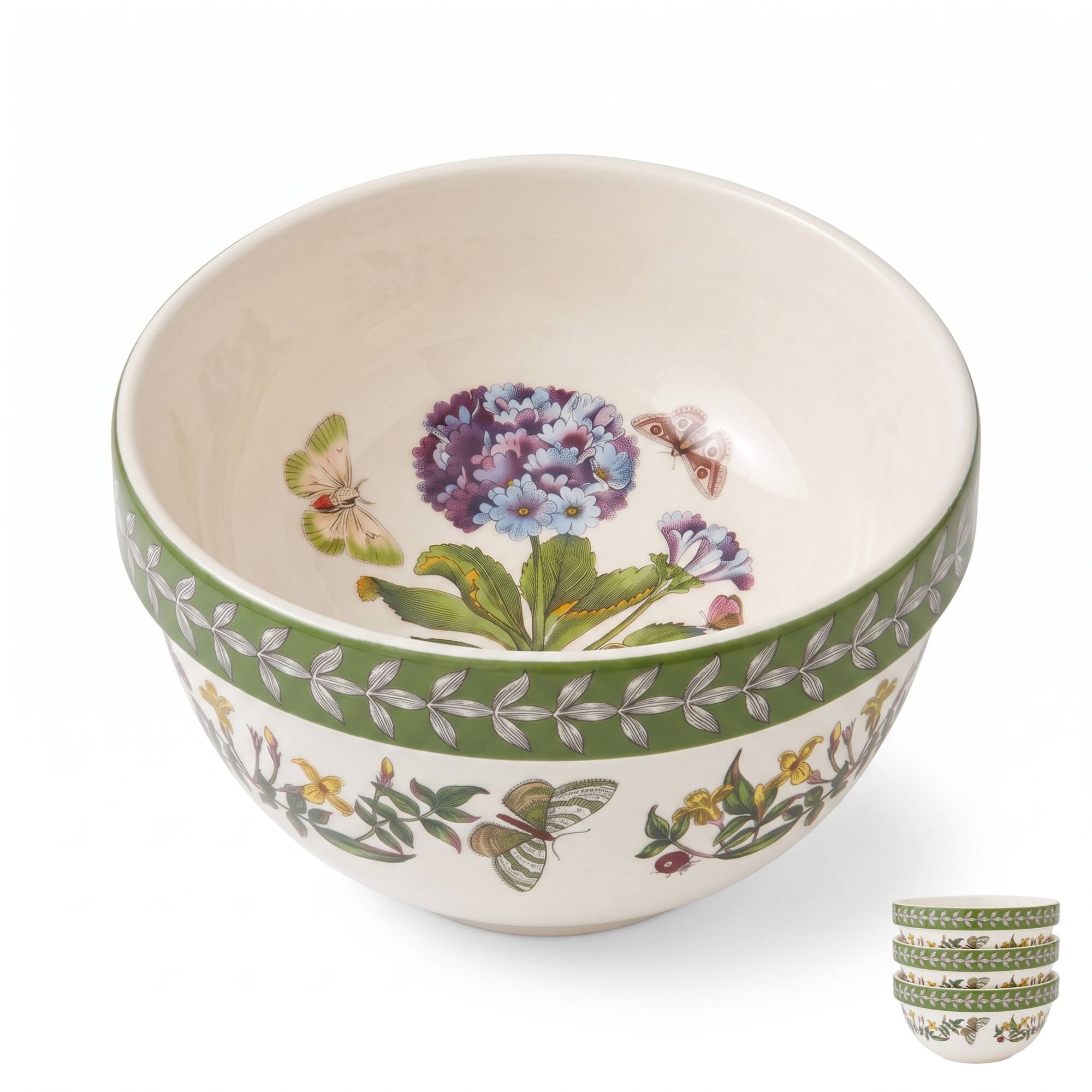 Front. Portmeirion - Portmeirion Botanic Garden Etchings 7" Stack Bowl, Primula/Yellow Jasmine - Multicolored.
