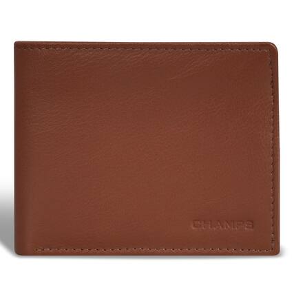 Front. Champs - Onyx Collection Leather Zip Bi-Fold Wallet - Brown.