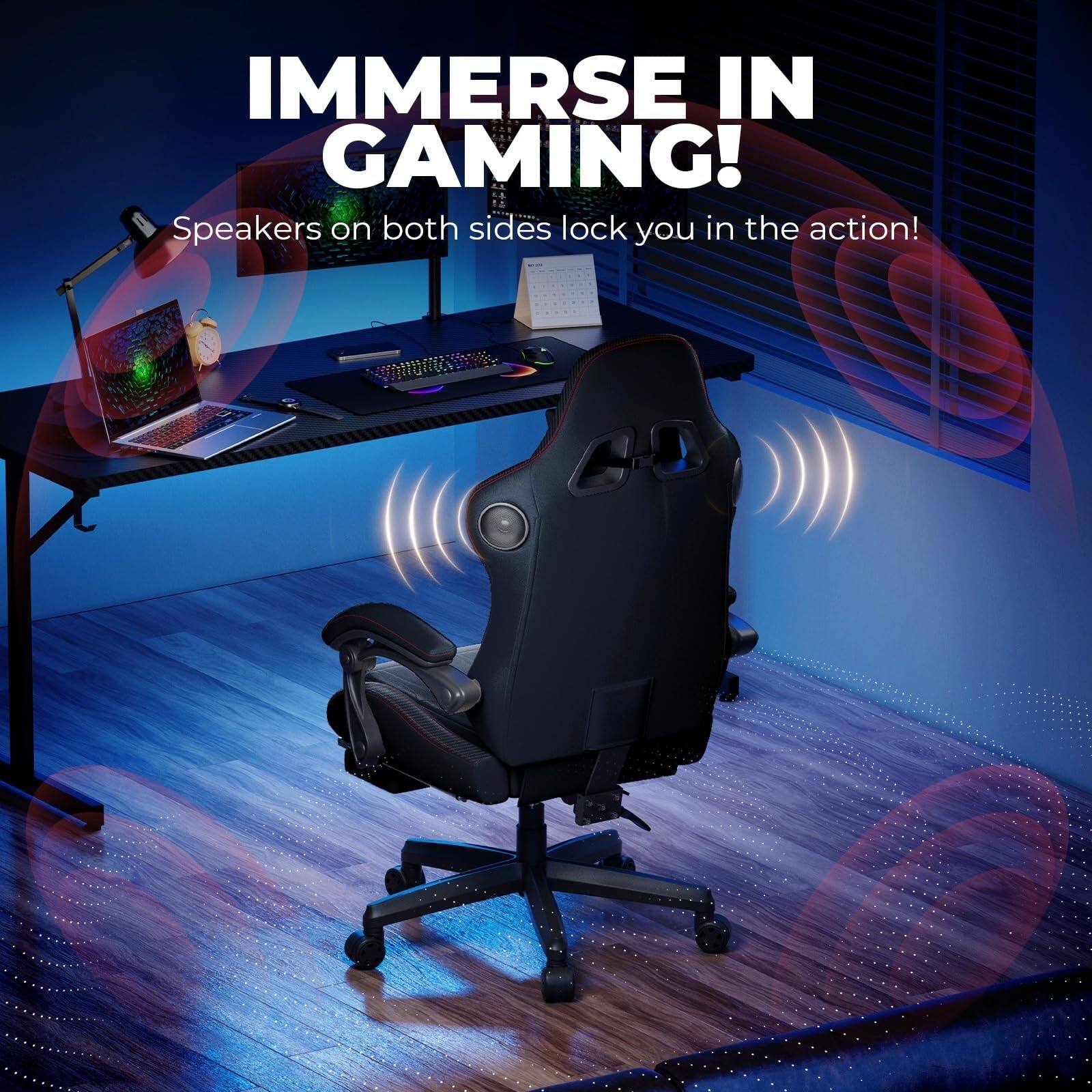 IMMERSE IN GAMING!  
Speakers on both sides lock you in the action!