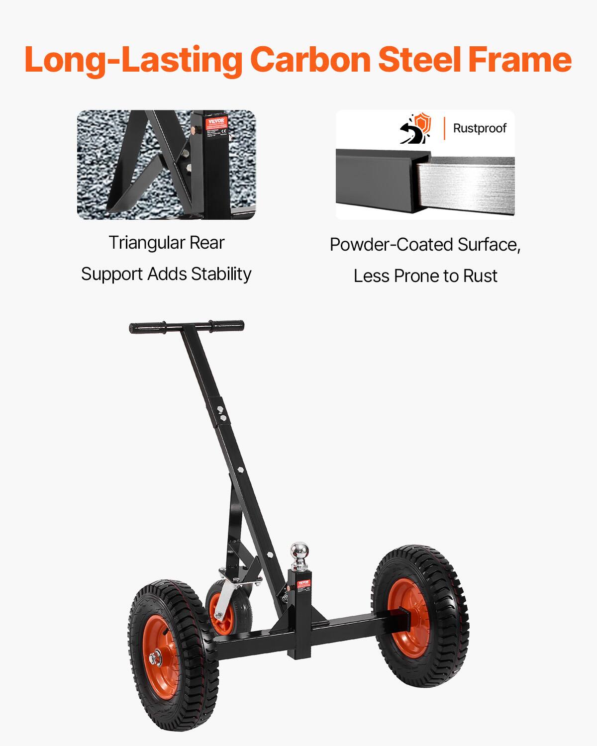 Long-Lasting Carbon Steel Frame

- Triangular Rear Support Adds Stability
- Powder-Coated Surface, Less Prone to Rust