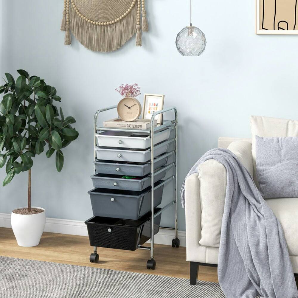 Left. Pefilos - 6 Drawers Rolling Storage Cart Organizer-Mixed Black, Craft Organizers and Storage, Multipurpose Organizer Cart - Black.