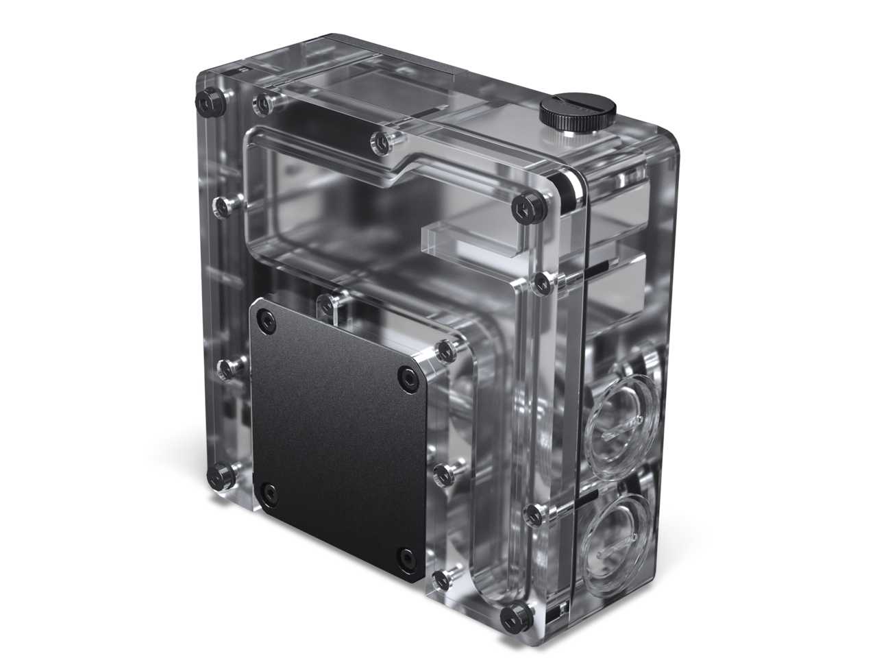 Alt View 1. Phanteks - Phanteks Glacier EZ-Fit 120RES-DDC Body, Compact Reservoir with 16mm Fittings, D-RGB, Black - Black.