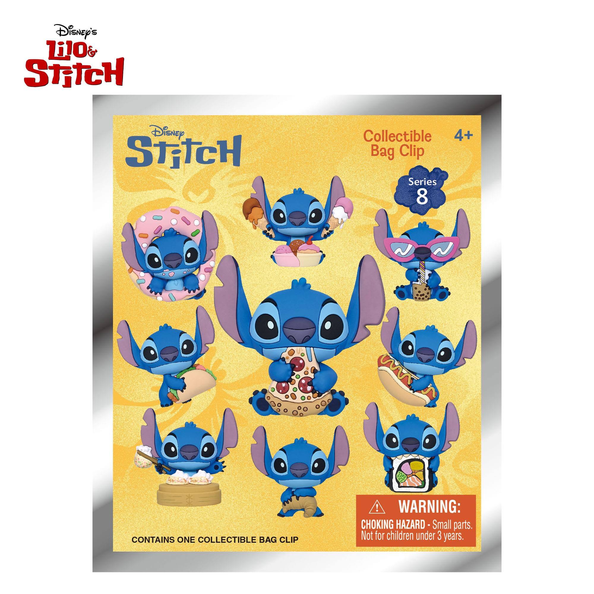 Disney's Lilo & Stitch Collectible 4+ Bag Clip Series 8 ~ CONTAINS ONE COLLECTIBLE BAG CLIP! WARNING: CHOKING HAZARD- Small parts. Not for children under 3 years.