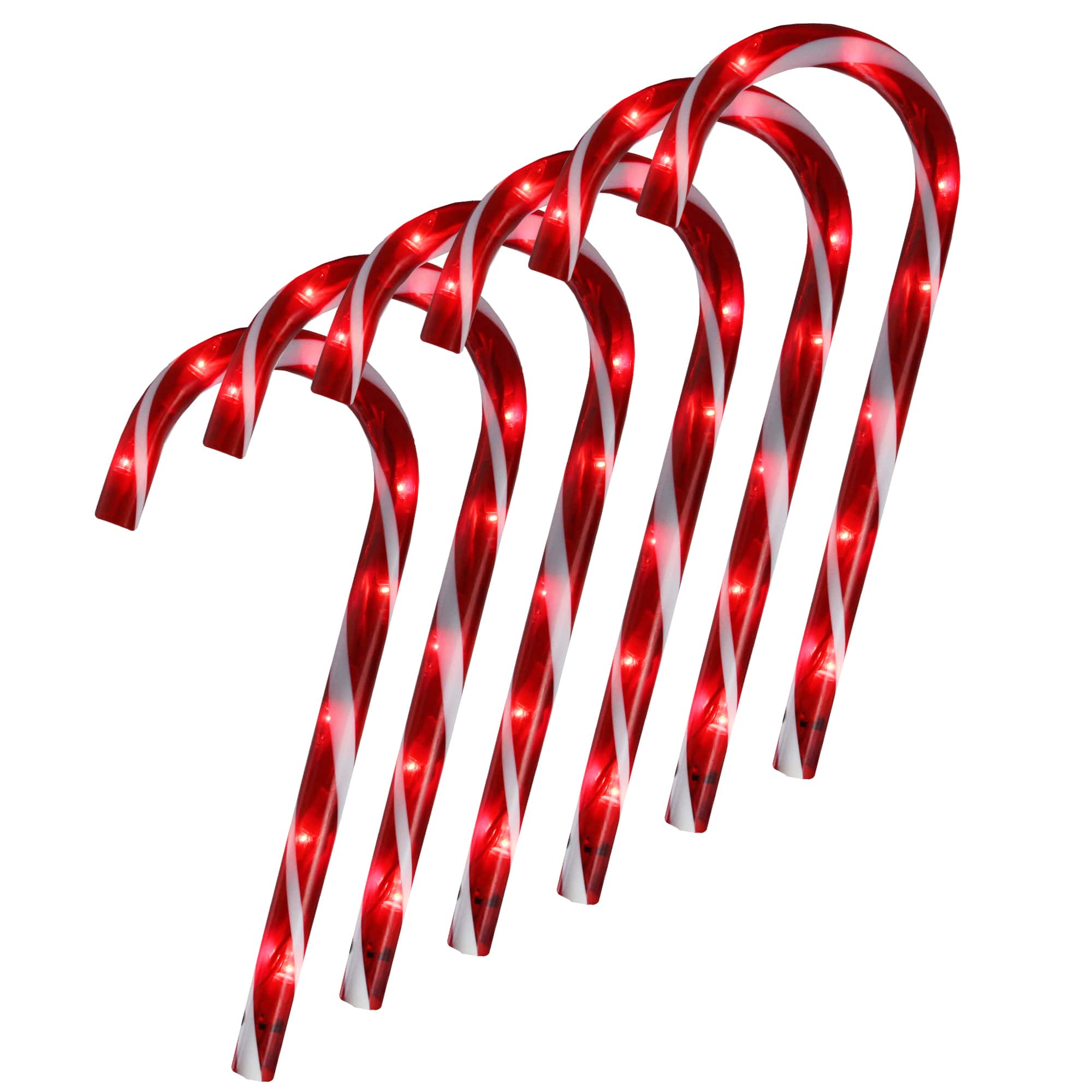 Northlight - Lighted Blinking Candy Cane Outdoor Christmas Pathway Markers - 13.5" - and White - Set of 6 - Red