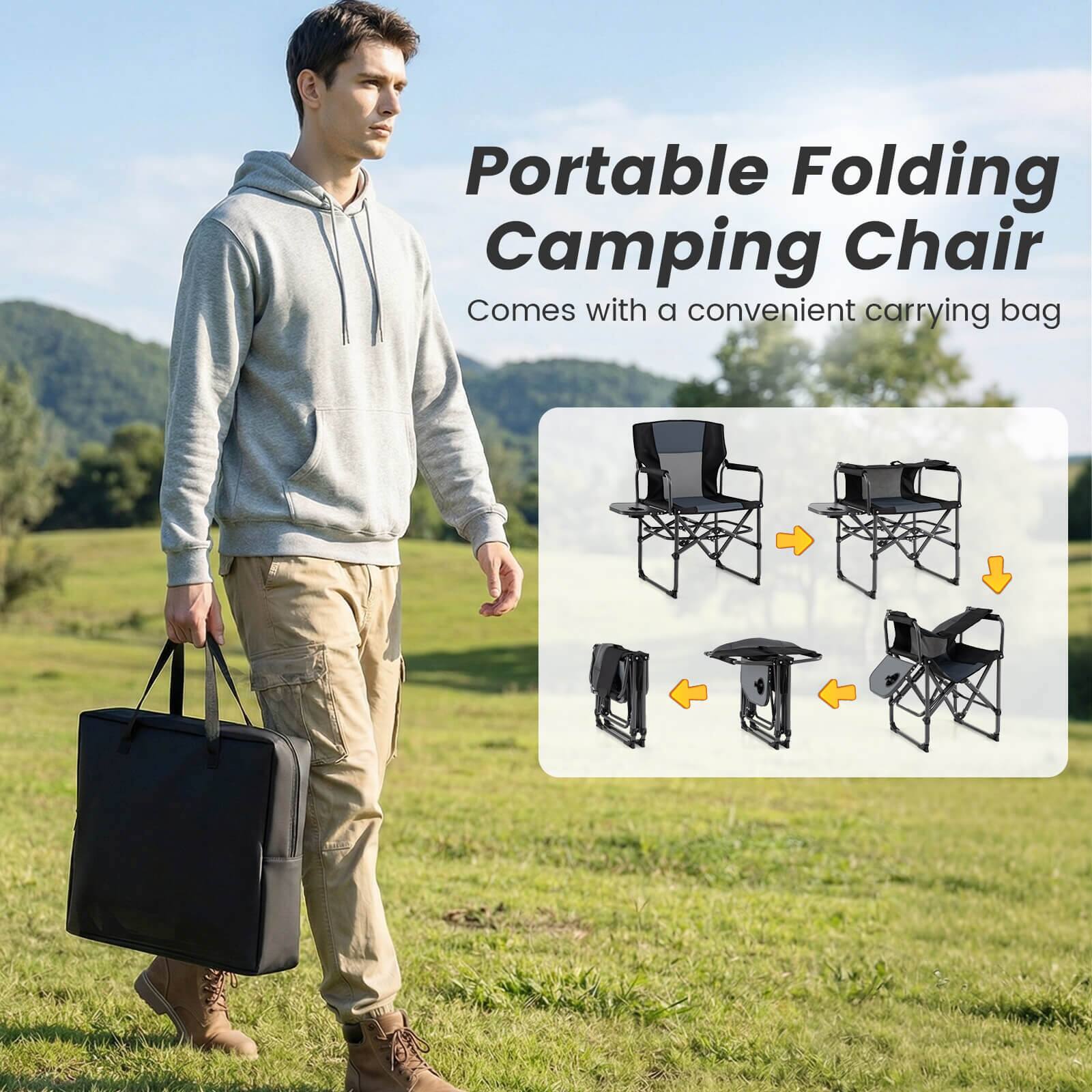 Portable Folding Camping Chair  
Comes with a convenient carrying bag