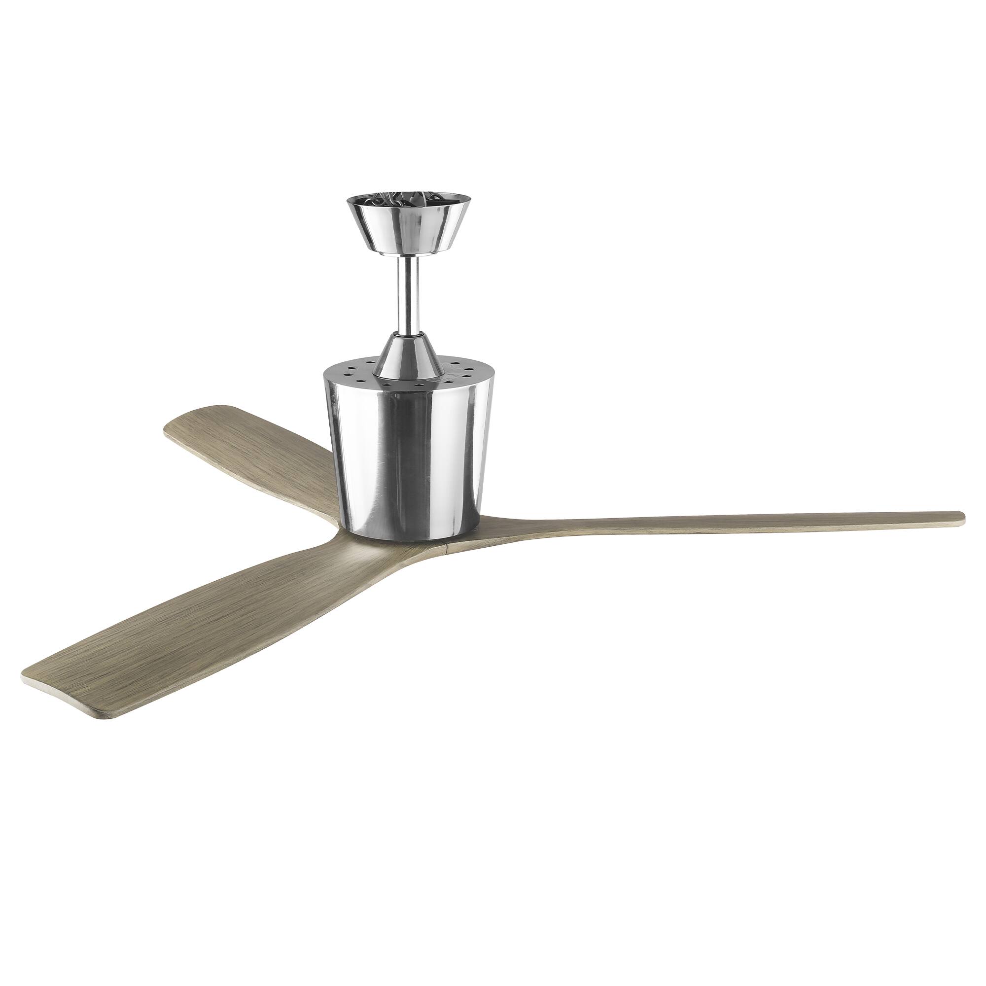 Alt View 8. Parrot Uncle - 54" Modern Solid Wood Chrome 6 Speeds Ceiling Fan with Remote, No Light - Chrome.