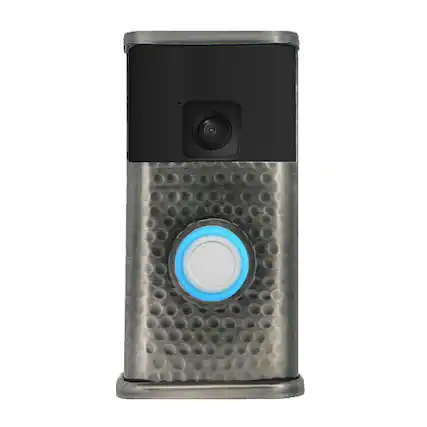 Front. Michael Healy - Hammered Video Doorbell Cover (Ring Battery Doorbell 2024 Release) - Antique Pewter.