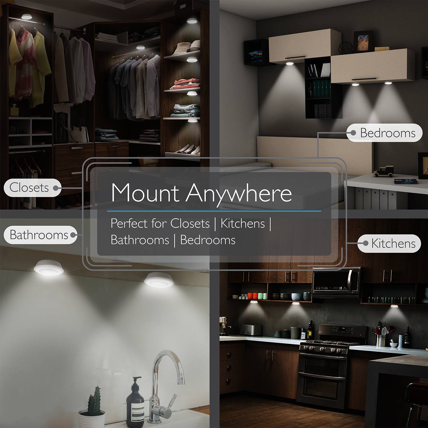 Mount Anywhere, Perfect for Closets | Kitchens | Bathrooms | Bedrooms