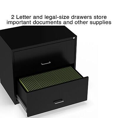 2 Letter and legal-size drawers store important documents and other supplies.