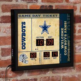 Evergreen Enterprises - Dallas Cowboys 15" x 19" Bluetooth Scoreboard Wall Clock - Brown