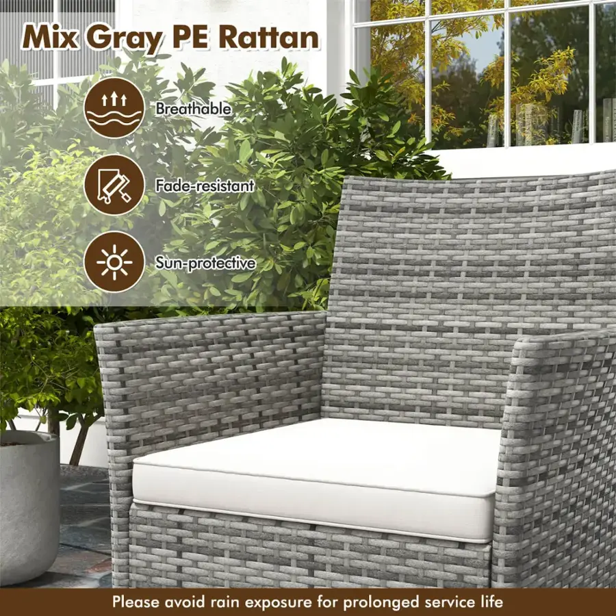 Mix Gray PE Rattan Breathable Fade-resistant Sun-protective Please avoid rain exposure for prolonged service life.