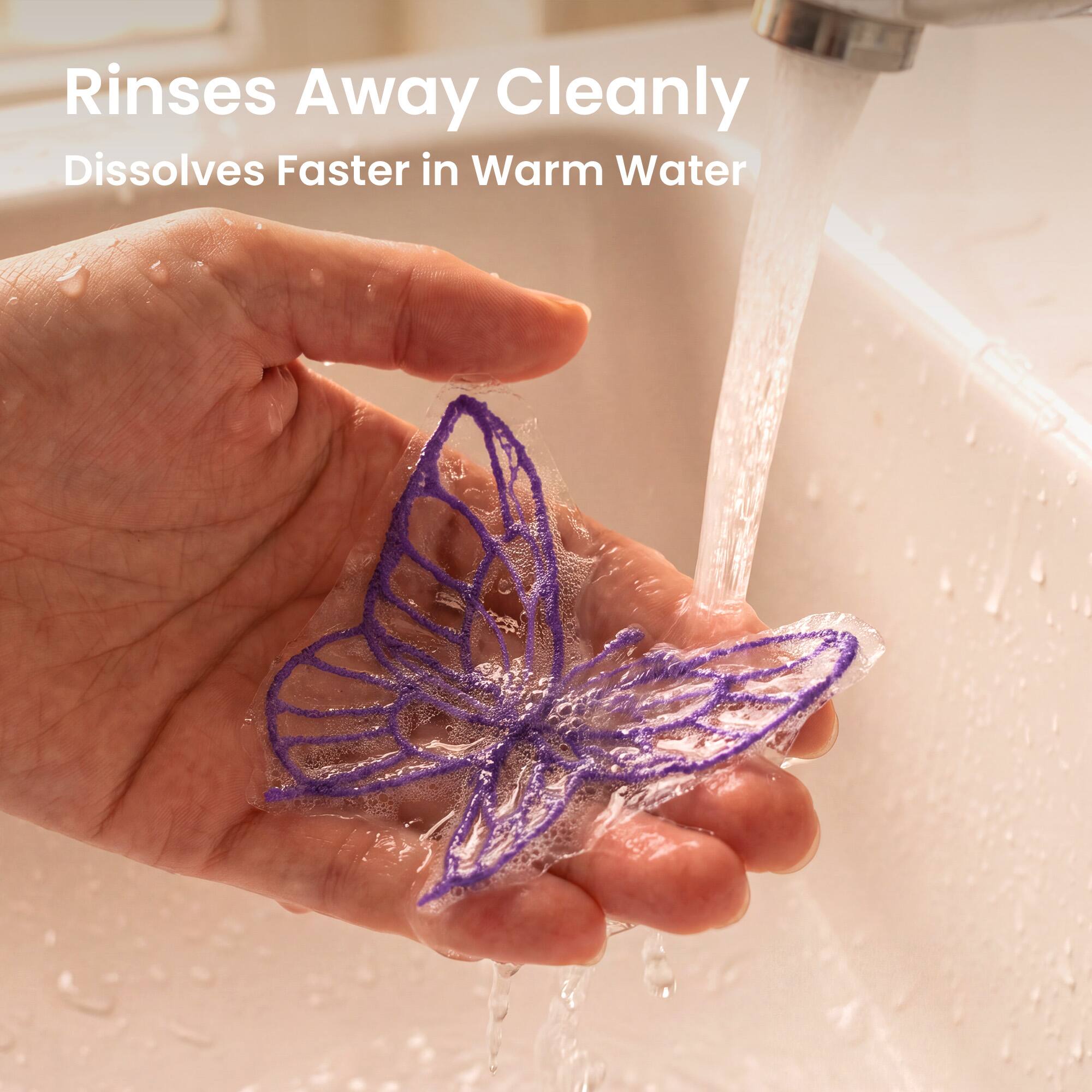Rinses Away Cleanly  
Dissolves Faster in Warm Water