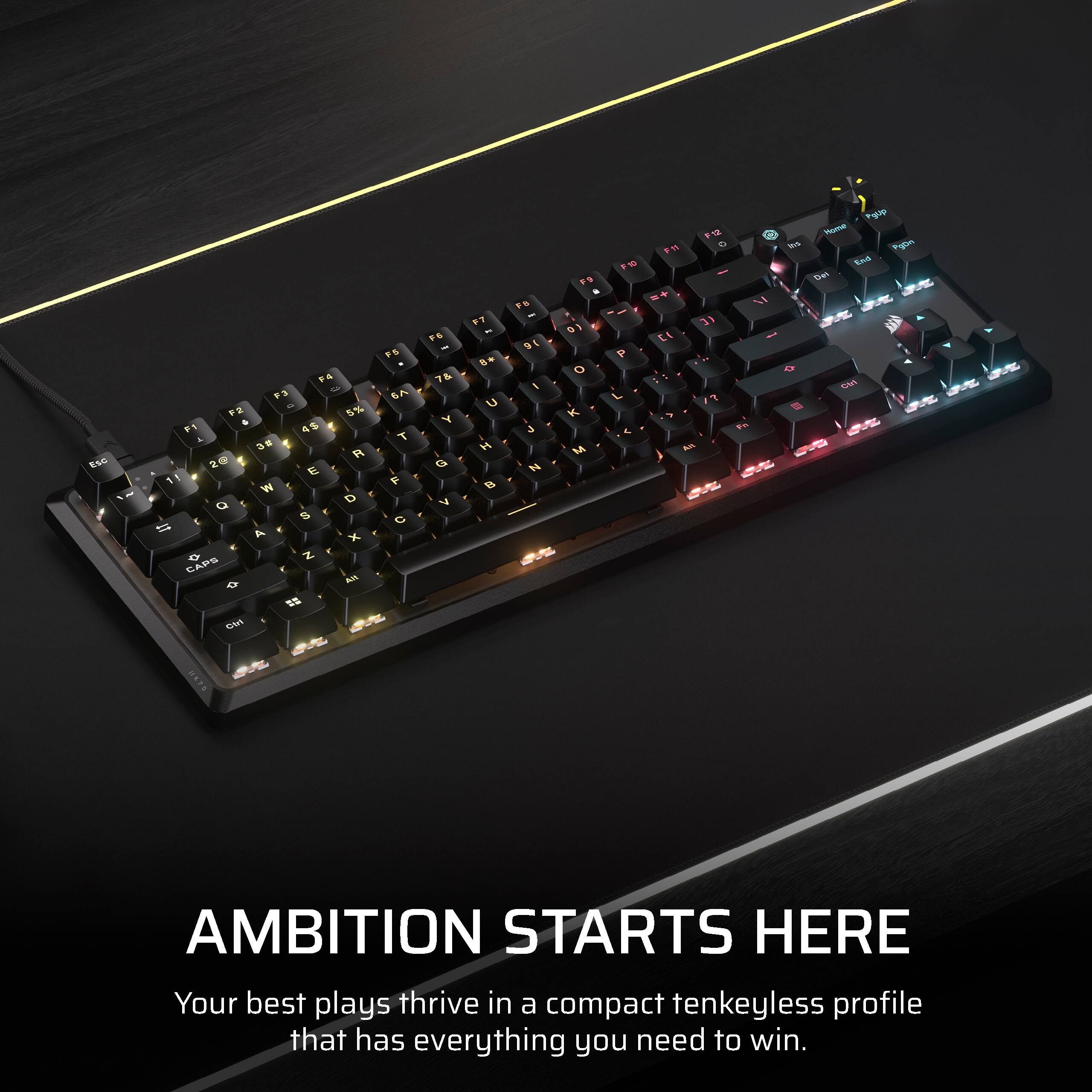 thumbnail image 2 of CORSAIR K70 PRO TKL Tenkeyless Mechanical Gaming Keyboard - Hall Effect MGX Switches, Rapid Trigger, 8000Hz Polling 2 of 12