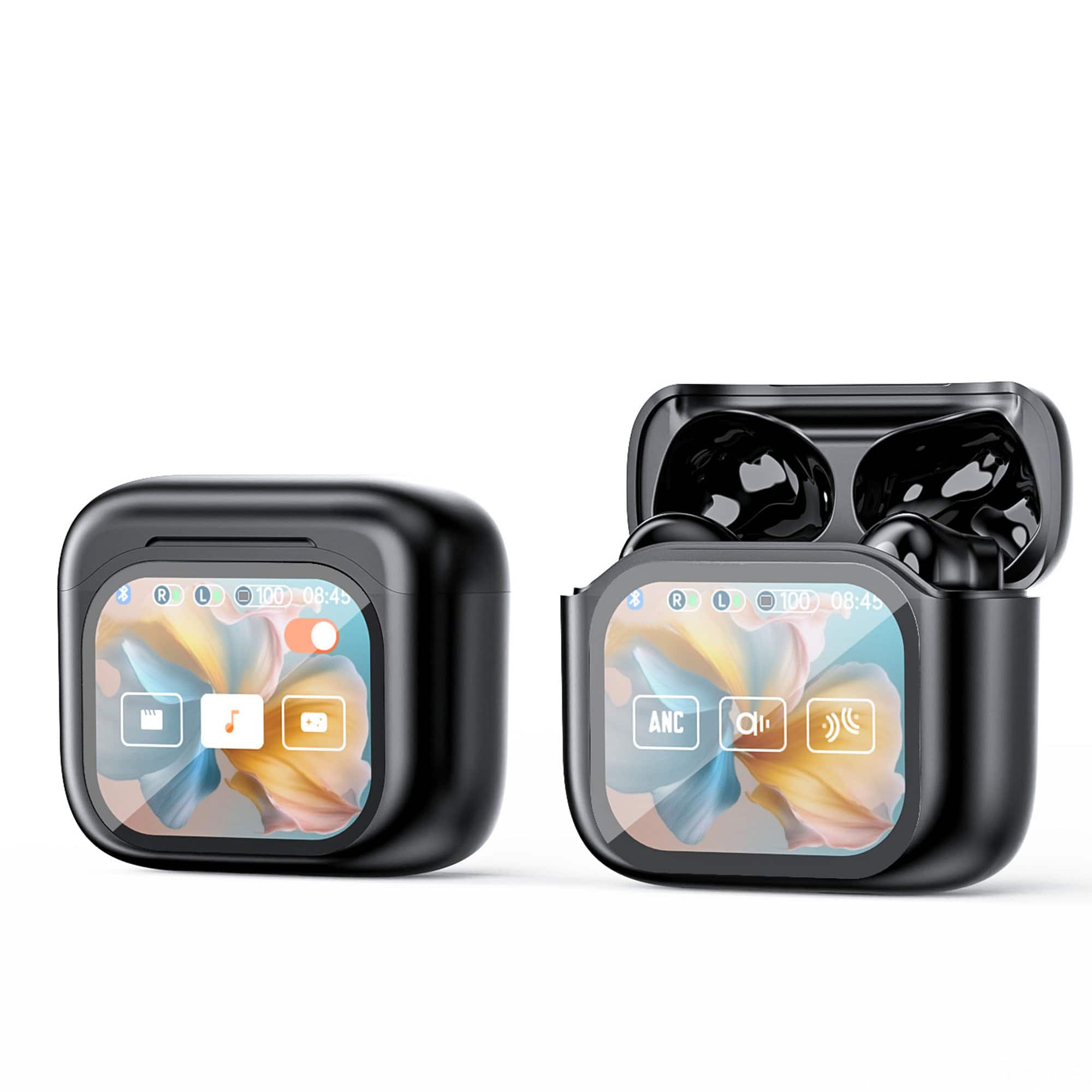 YONWAY - Wireless Touchscreen Earbuds, LCD Touchscreen, and Wireless Noise-canceling Headphones for Sports, Business and Travel