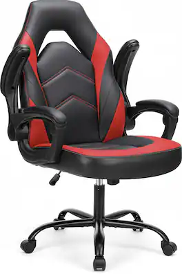 AOITUN - Gaming Chair Ergonomic Office Chair PU Leather Desk Chair Executive Adjustable Swivel Task Chair with Flip-up Armrest - Red