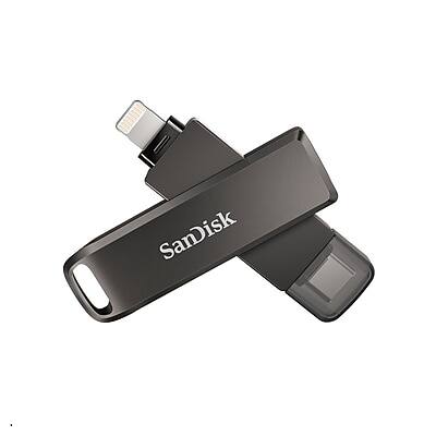 Alt View 1. SanDisk - SanDisk Dual Phone 256GB USB 3.2 Type-C/Lightning Flash Drive, Black (SDIX70N-256G-AG6NE) - Black.