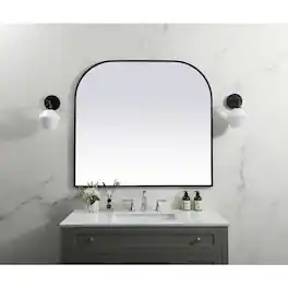 Elegant Decor - Metal Frame Arch Mirror 42x38 Inch - Black