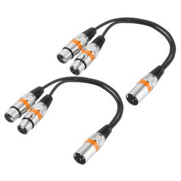 Unique Bargains - 2pcs 3-Pin XLR Splitter Cable, 1 Male to 2 Female Y Cable for Balanced Audio, Mixers, Microphones - Orange Circle