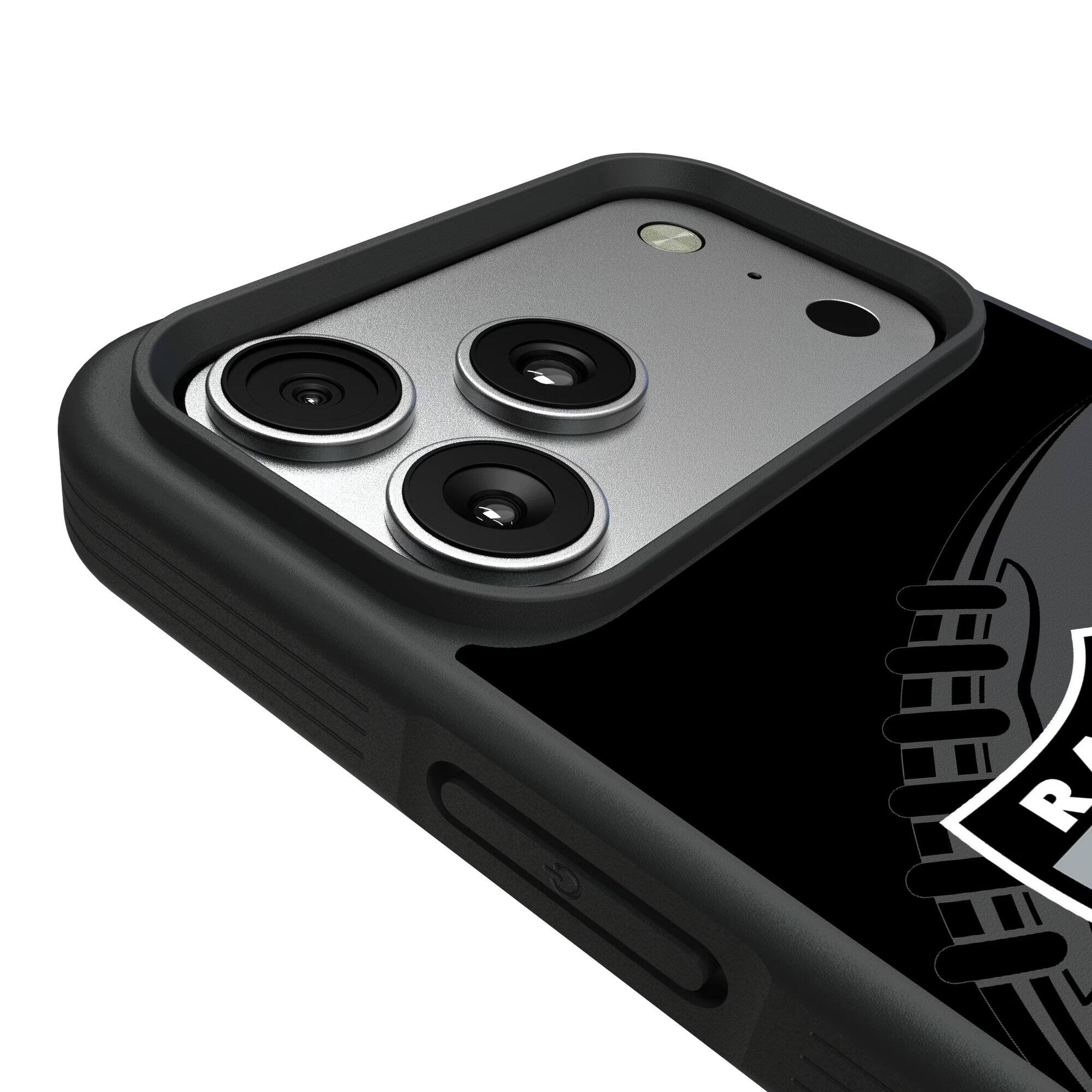Alt View 2. Keyscaper - Oakland Raiders iPhone Pastime Design Bump Case - 15 Plus - Multicolor.