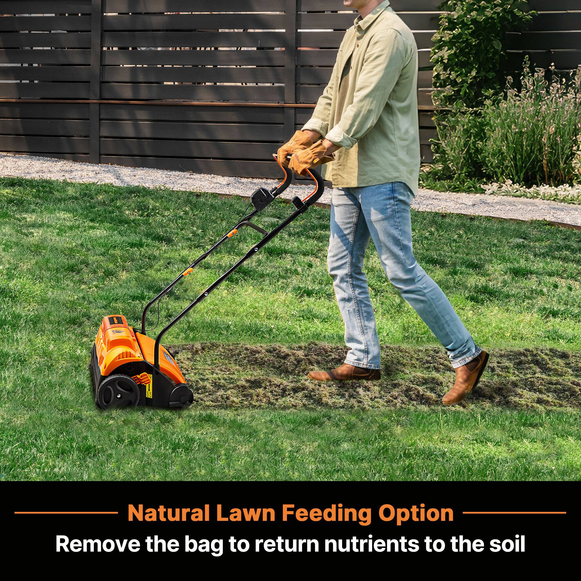 Natural Lawn Feeding Option  
Remove the bag to return nutrients to the soil