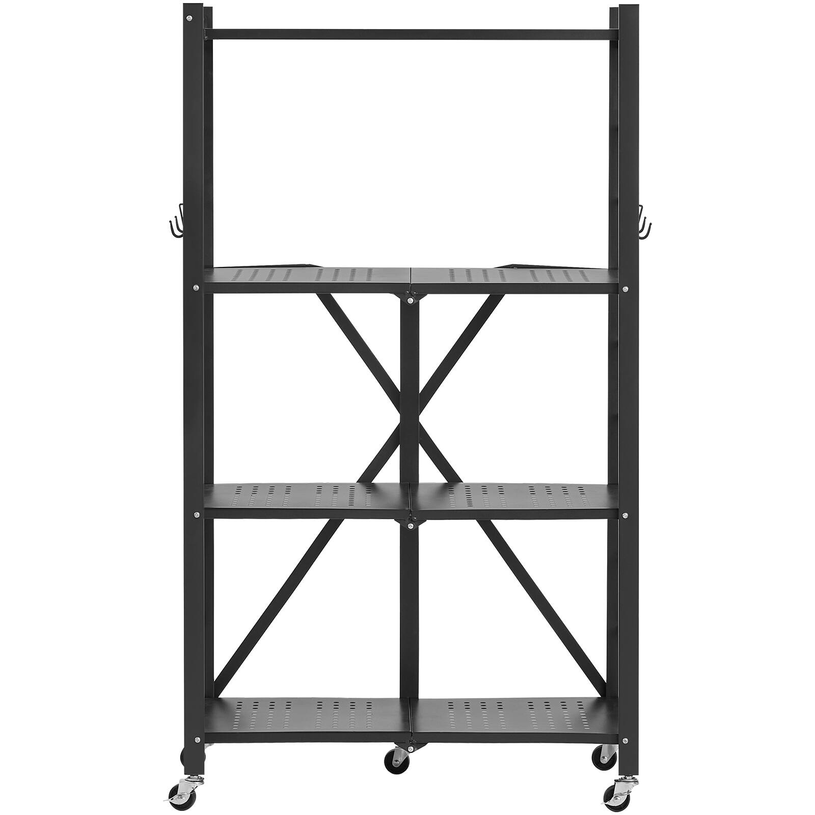 Alt View 5. VEVOR - 4-Tier Foldable Storage Shelf, 26Wx13Dx46H Inch Folding Metal Rack Shelving Unit, Heavy Duty No Assembly Organizer Shelf - Black.