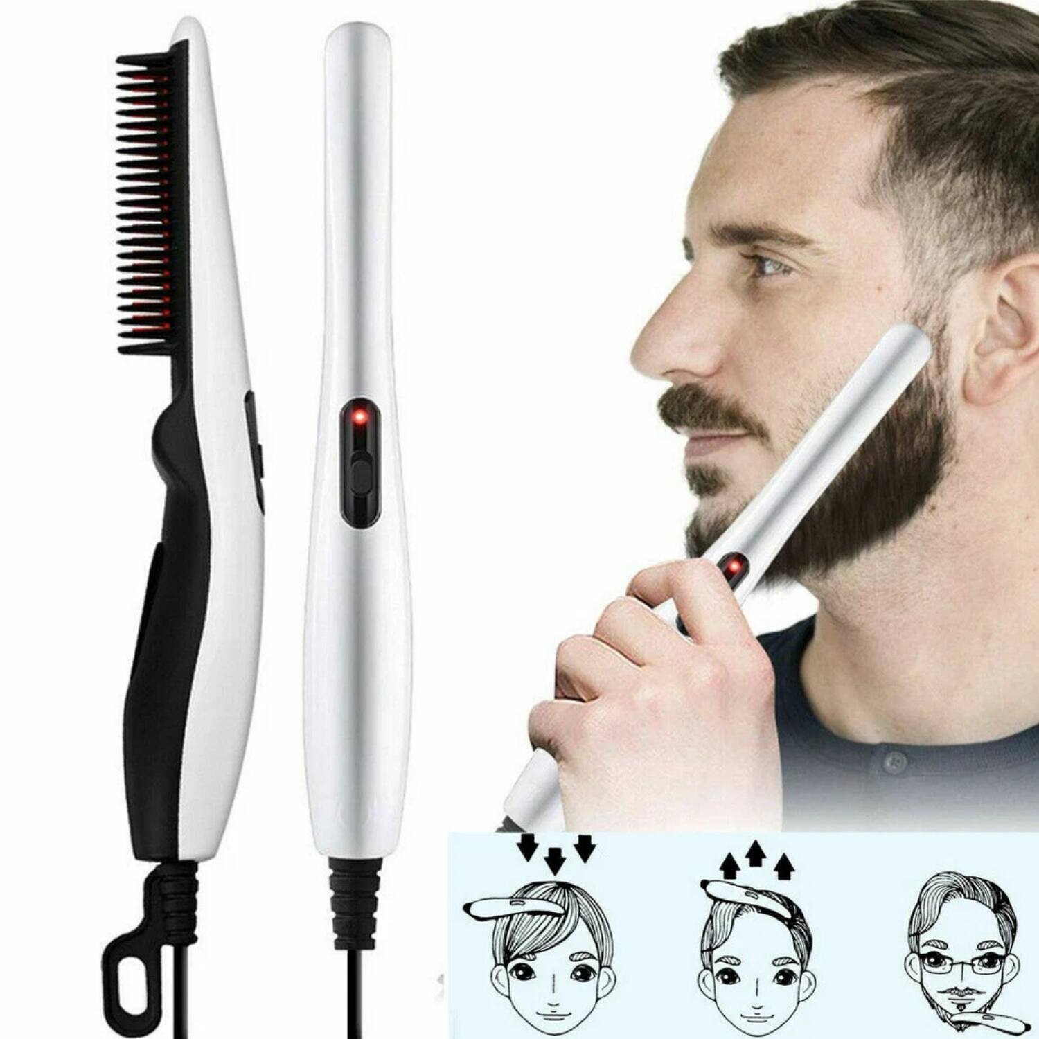 Left. Stock Preferred - Beard Straightener Brush for Men.