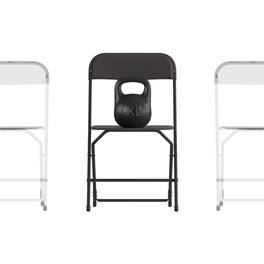 Emma + Oliver - Set of 4 Extra Wide Plastic Folding Chairs with Sturdy Metal Frames - Black