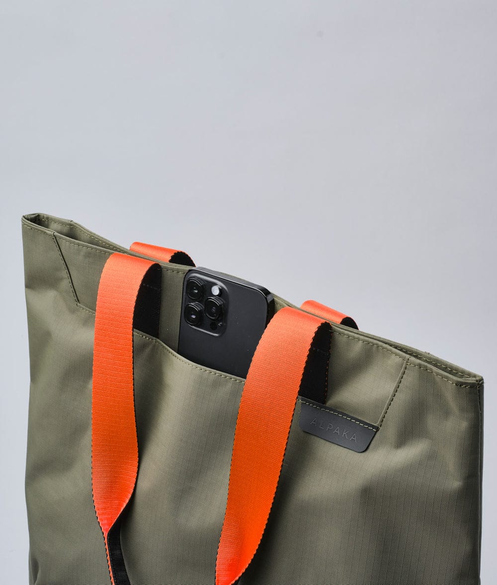 Alt View 1. ALPAKA - Elements Tote Bag 14.5L Weatherproof Foldable Travel Tote with Magnetic Closure - Green Axoflux 210D.