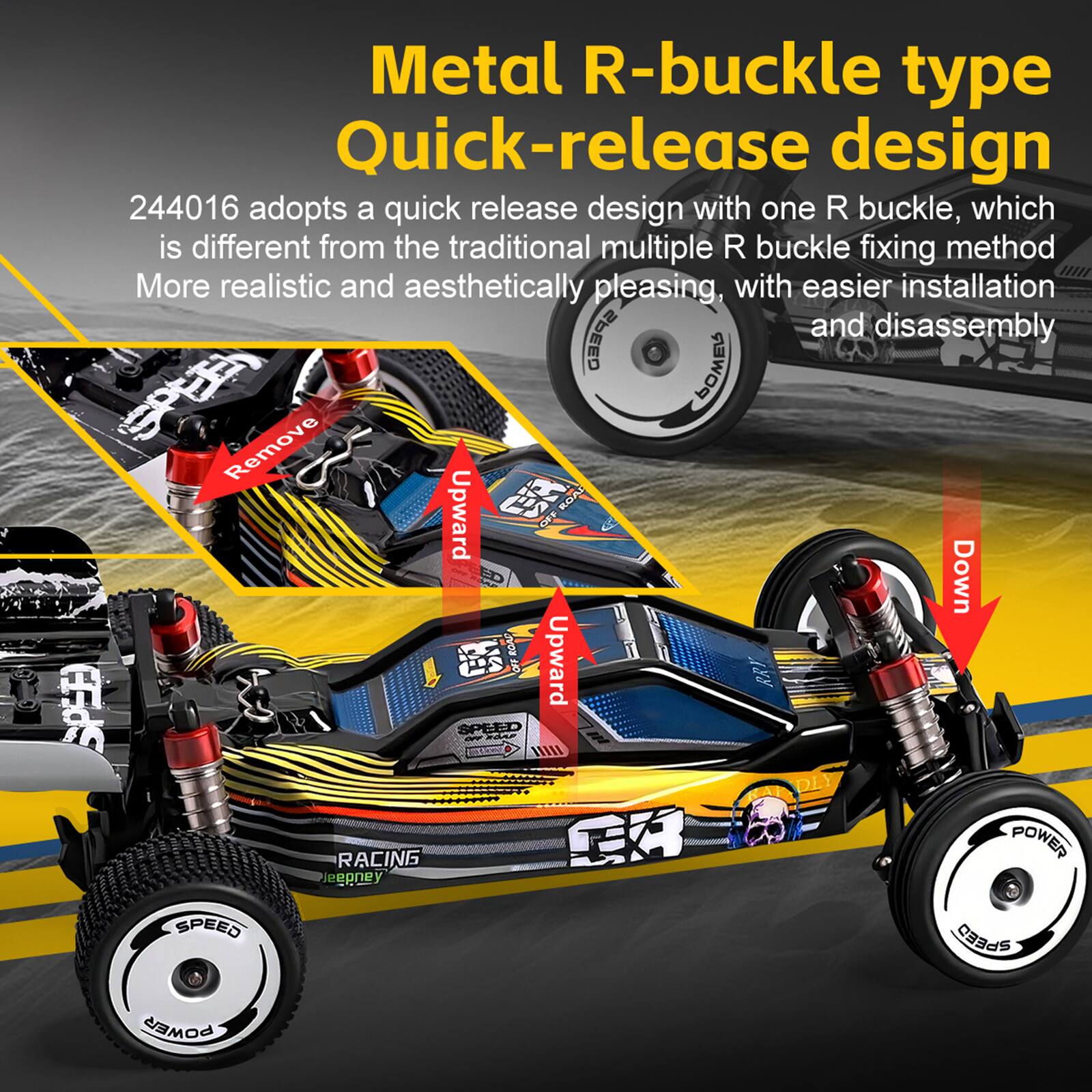 Topteng WLtoys 244016 1:24 Scale RC Car 2.4Ghz 2WD High Speed, 3