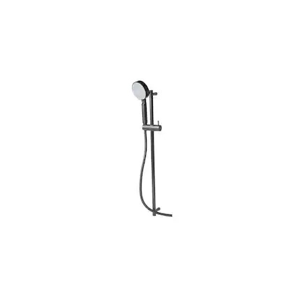 Front. Alfi - Black Matte Round Sliding Rail Hand Shower Set - Black.