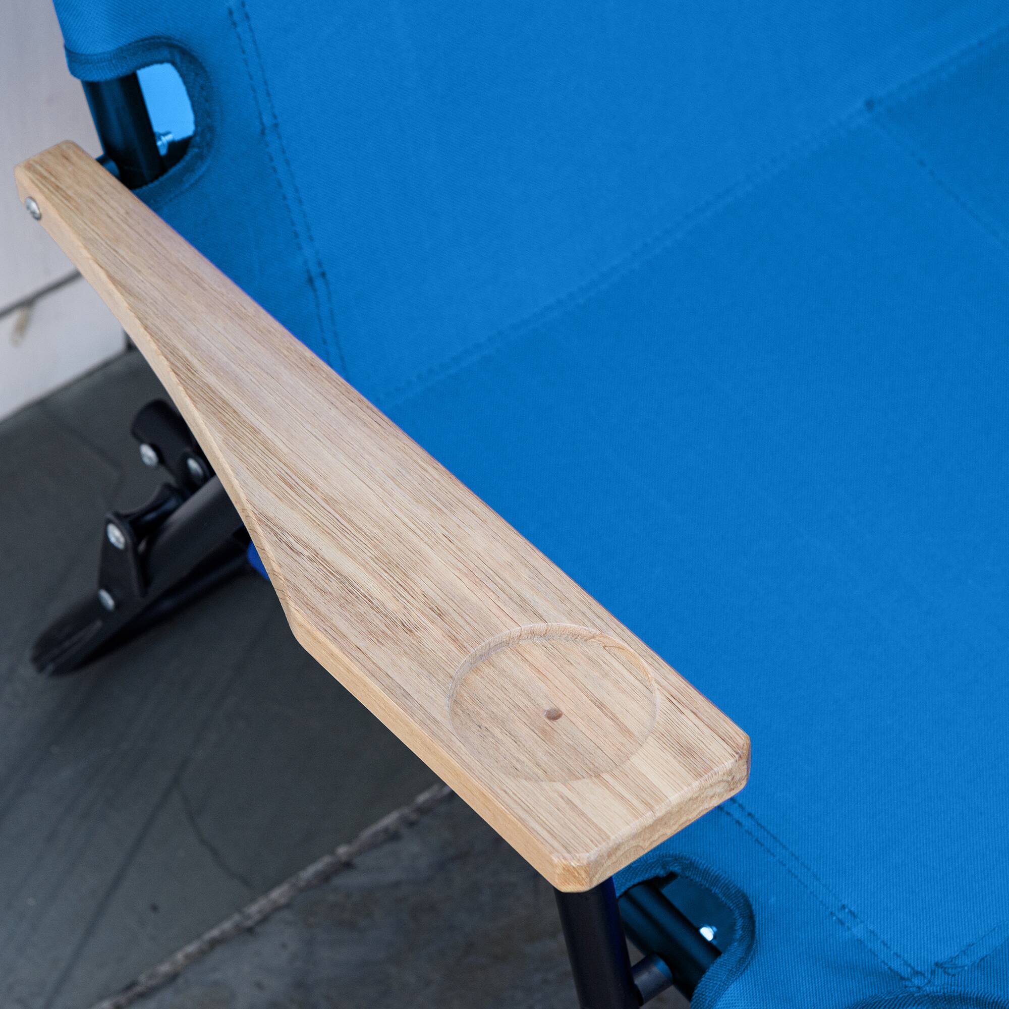 Alt View 7. Outsunny - Double Folding Camping Chair, Loveseat for 2 Adults, Portable Camping Couch with Wood Armrest & Cupholders - Blue.