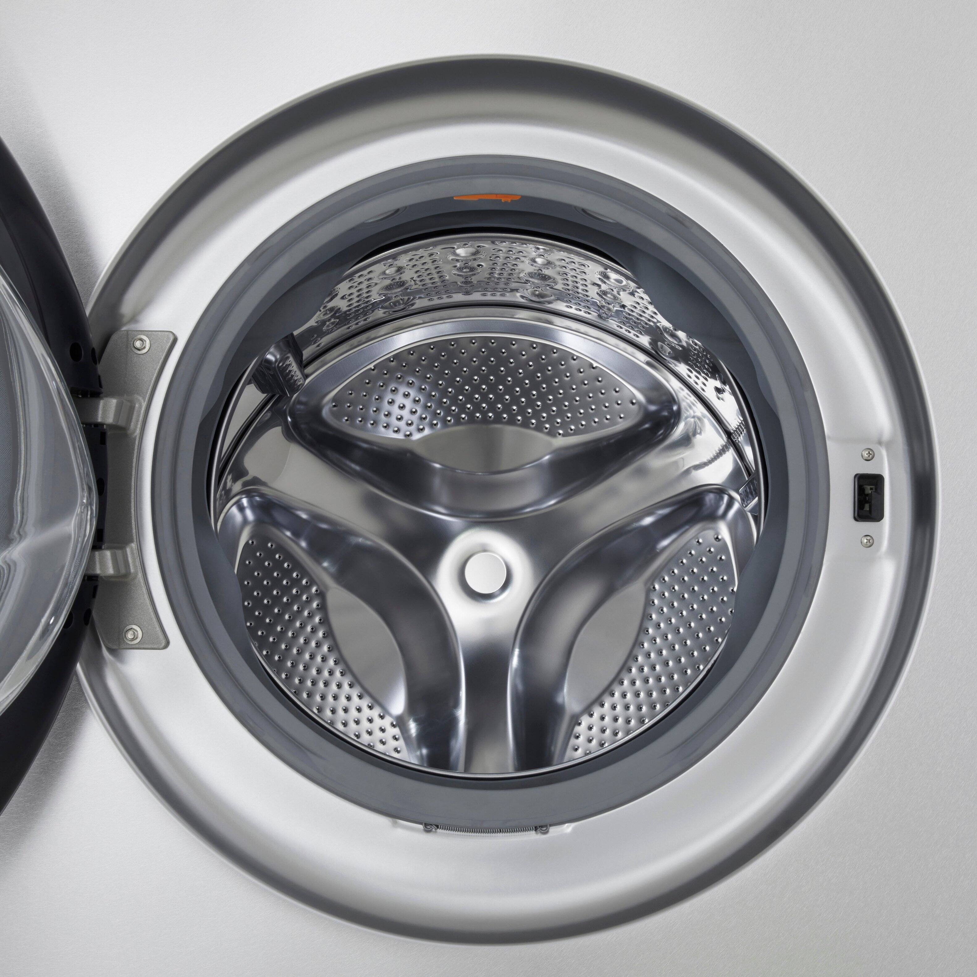 Alt View 12. LG - SIGNATURE 5.8 Cu. Ft. High-Efficiency Stackable Smart Front Load Washer with Steam and ezDispense - Brushed Platinum Steel.