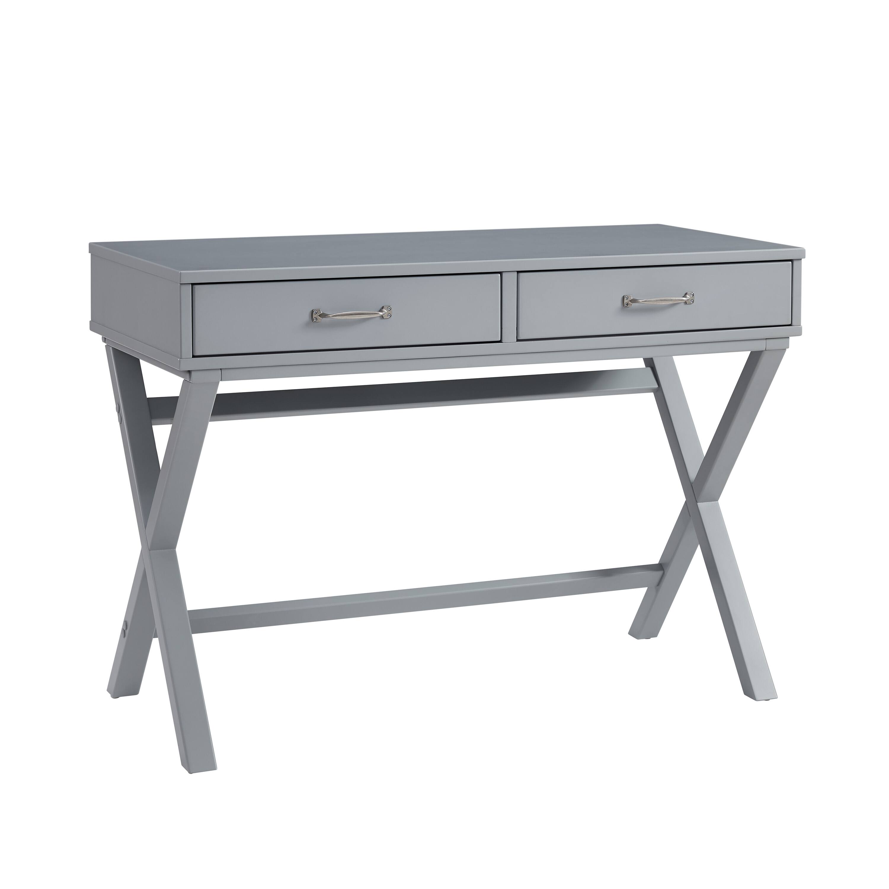 Linon Home Décor - Pierce 2-Drawer Campaign-Style Desk - Gray - Front_Zoom