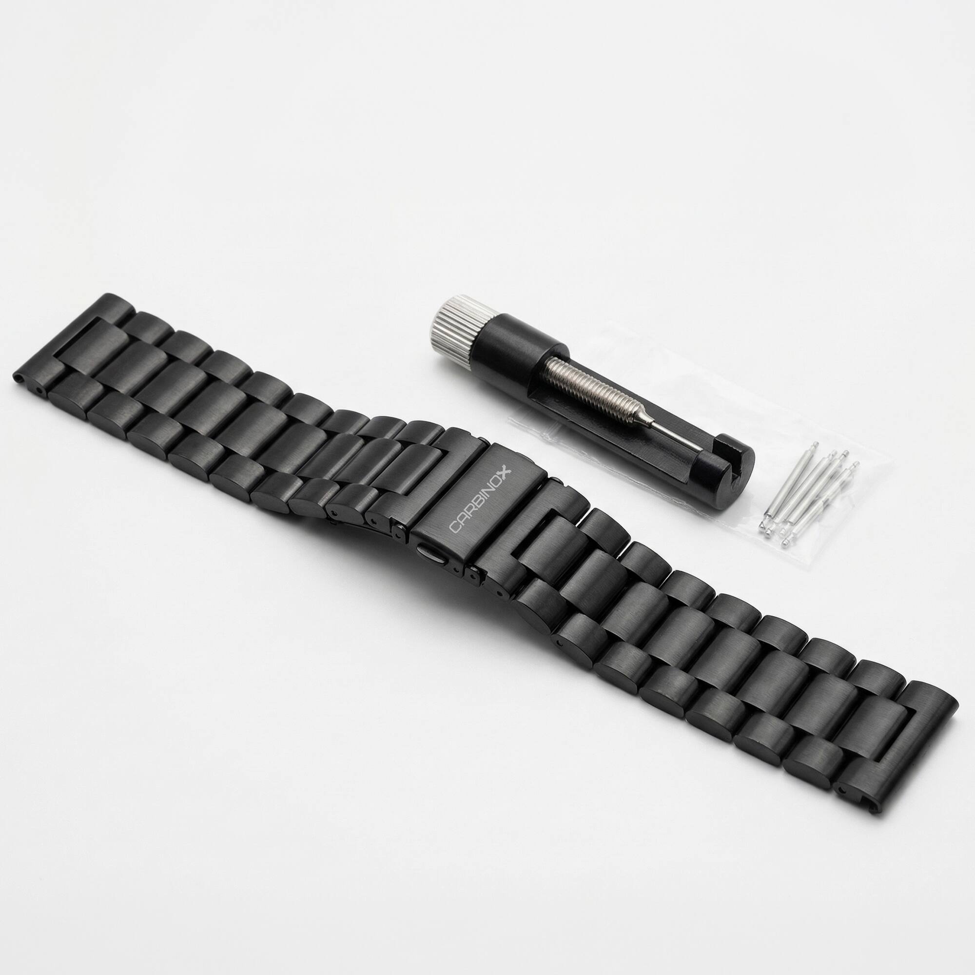Alt View 2. Carbinox - CARBINOX Metal Band Durable 22mm Compatible Smartwatches with Toolkit Included - Stainless Steel, Adjustable, Secure Fit - Black.