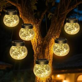 MOSZAR LLC - Six-piece outdoor waterproof solar lanterns with thirty LED lights and glass - 6 Packs-Warm White