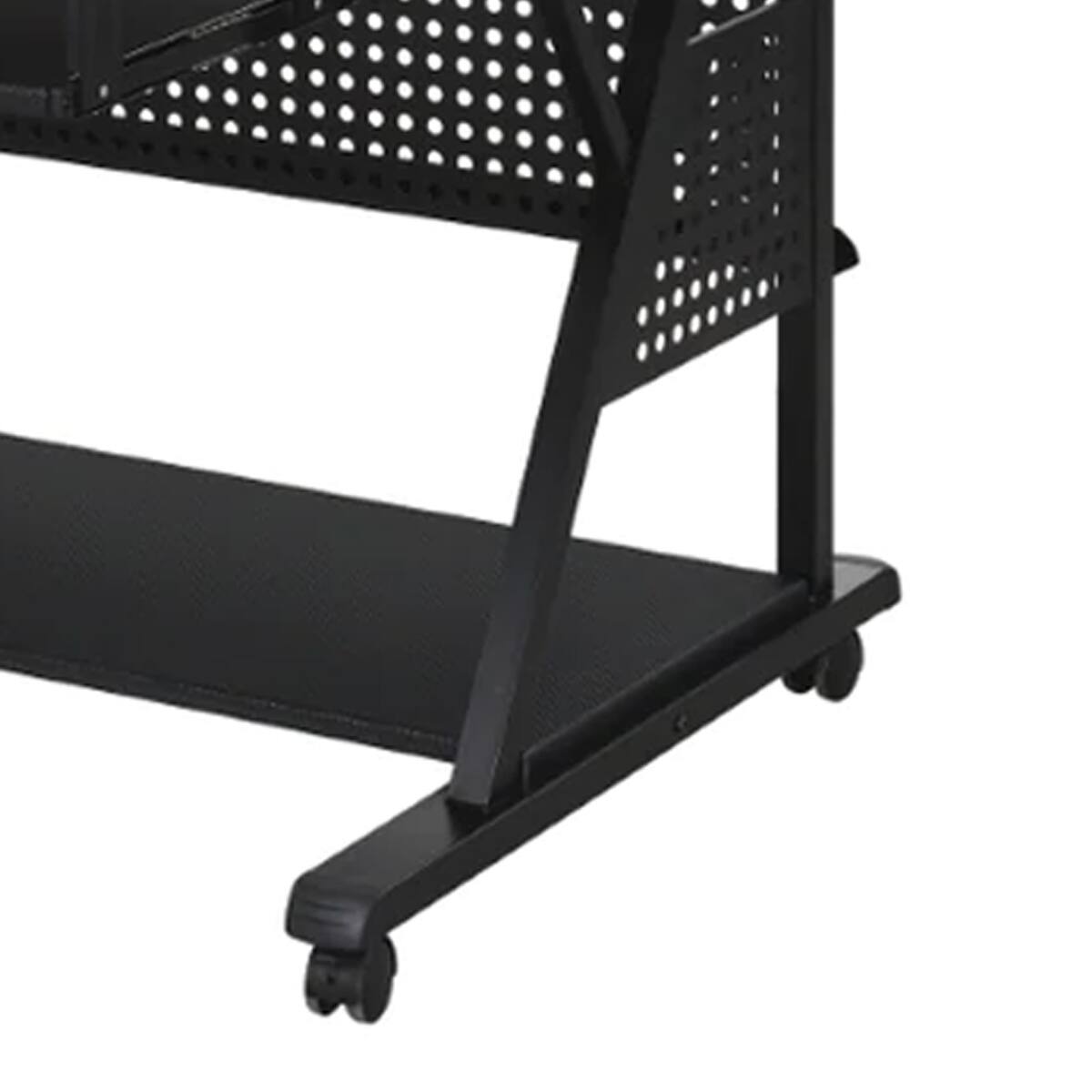 Back. Manhattan Lane - Gia 67 Inch Music Desk Studio Workstation, Keyboard Tray, Shelves, Black - Black.