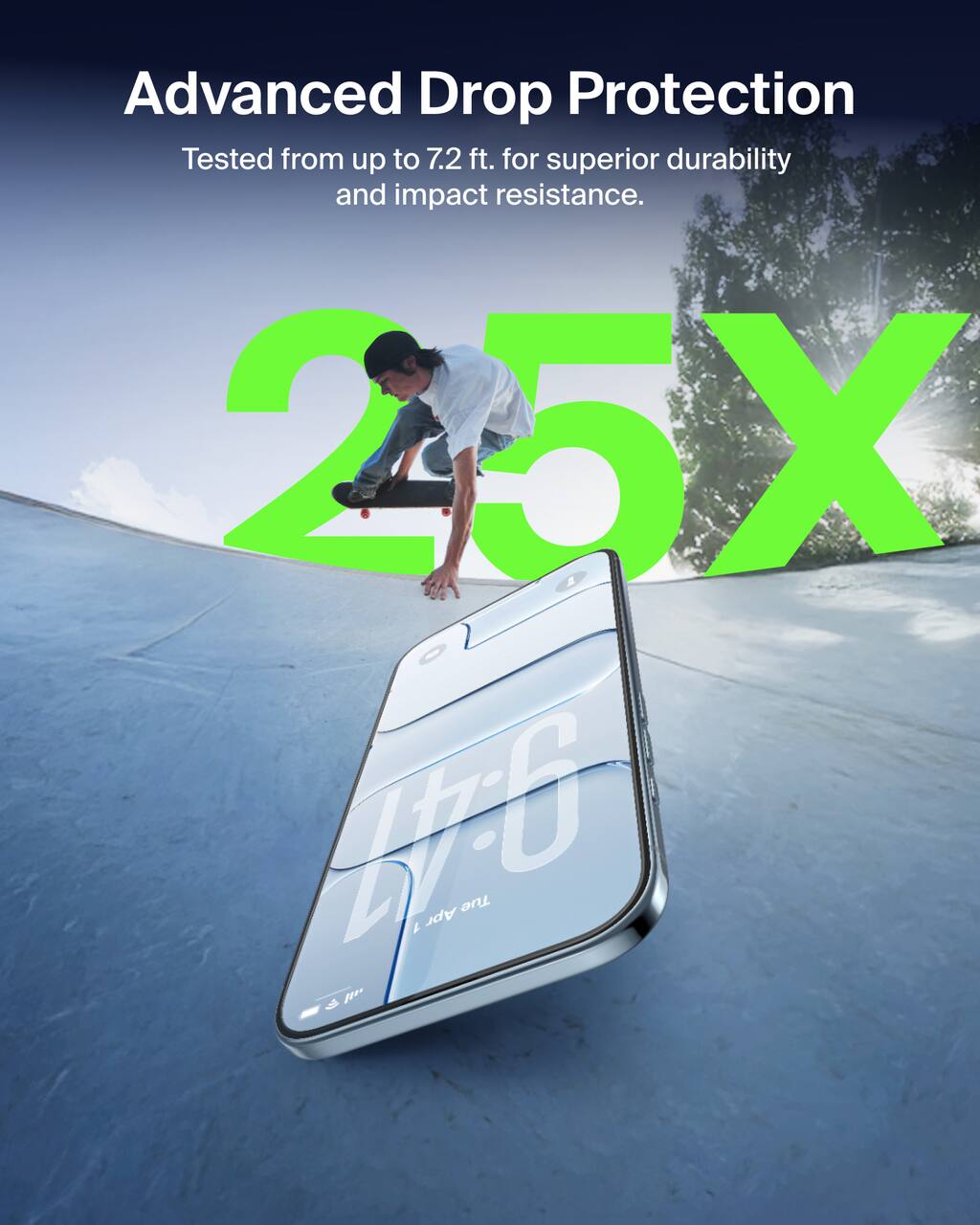 Advanced Drop Protection  
Tested from up to 7.2 ft. for superior durability and impact resistance.  
25X
