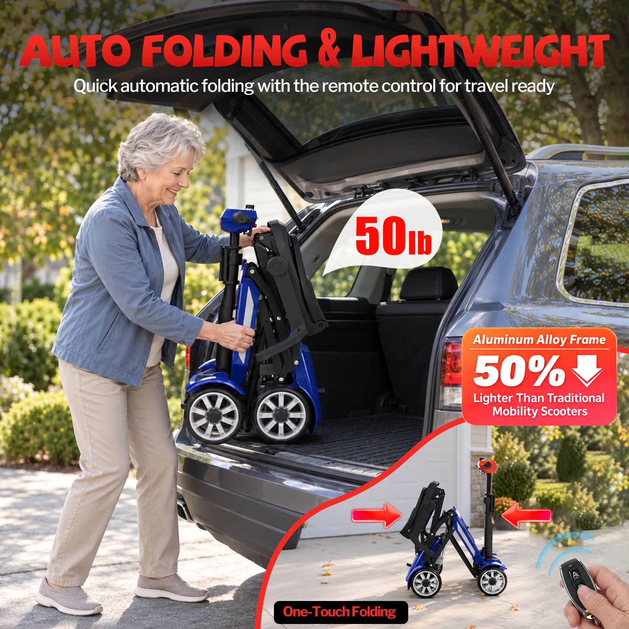 Eskute Automatic Folding Mobility Scooter for Seniors and Adults ...