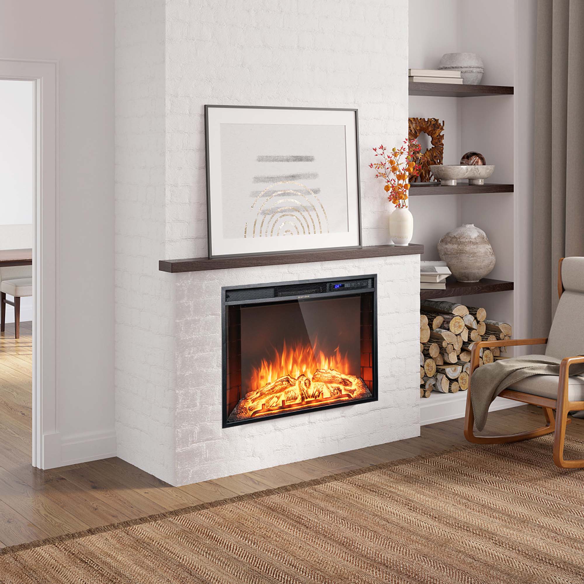 Alt View 1. Costway - Costway 26 Inch Recessed Electric Fireplace heater W/ Remote Control 750W/1500W - Black.
