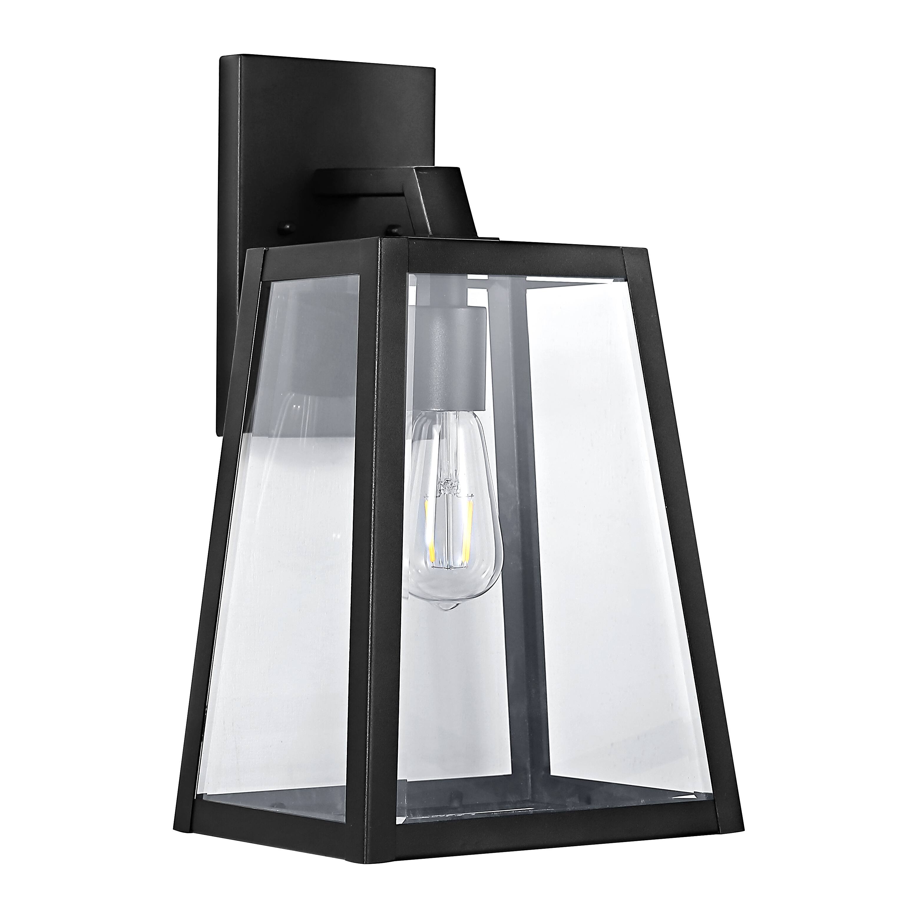 Alt View 6. Jonathan Y - Pasadena 9" Iron/Glass Modern Industrial Angled LED Outdoor Sconce, Black - Black.