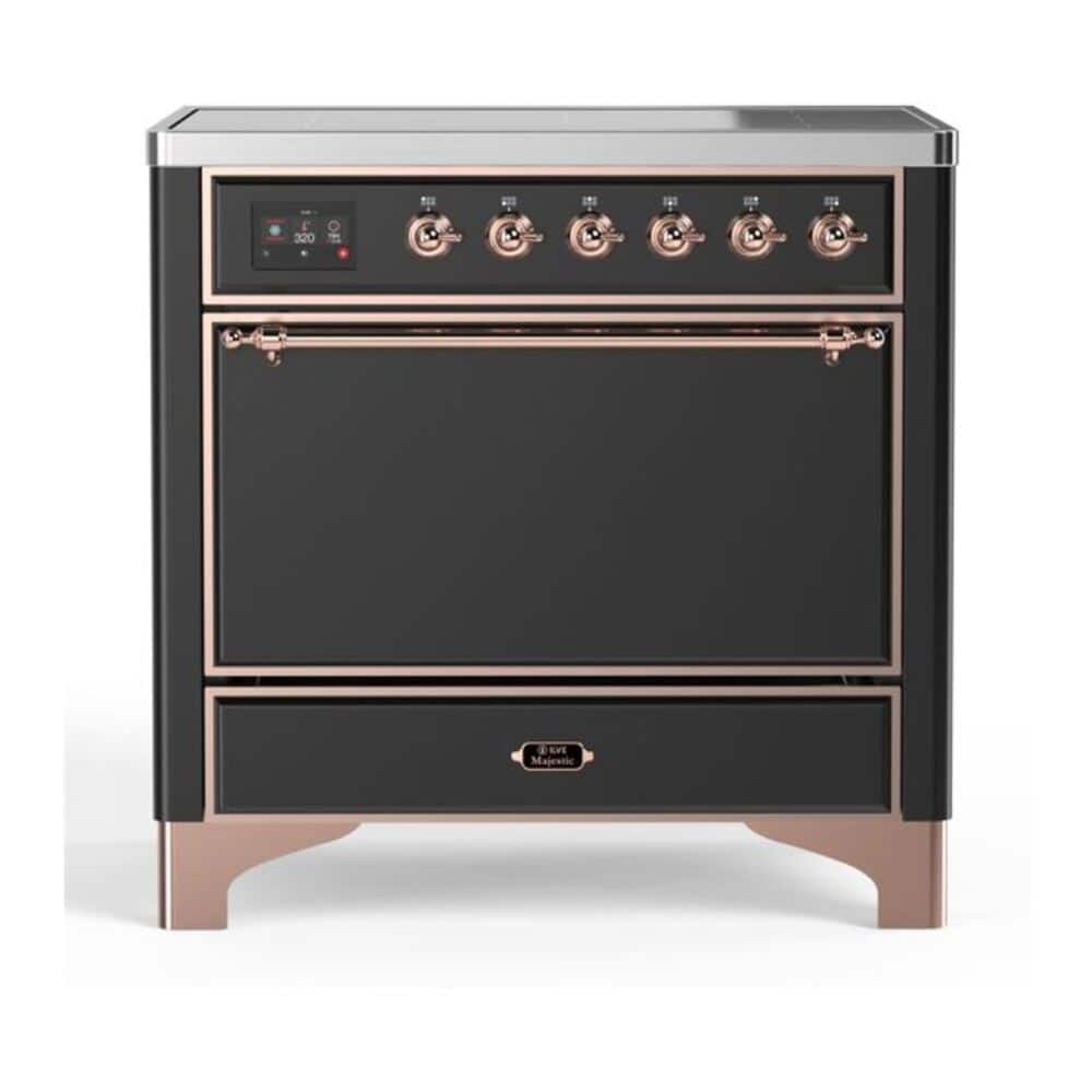ILVE - Majestic II 36 inch Induction Range with 5 Elements ( Copper Trim) - Graphite Matte