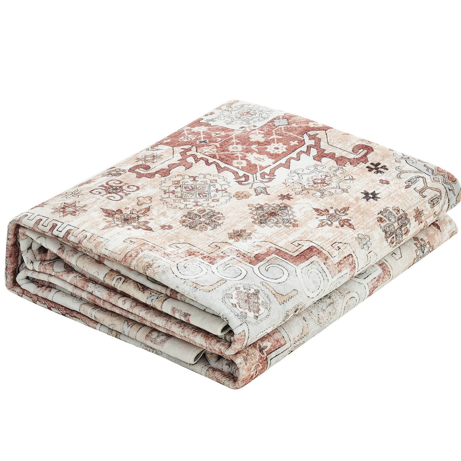 Alt View 5. VEVOR - Area Rug, 8 x 10 ft Large Washable Rug, Non-Slip and Tear-Resistant Soft Carpet, Pet & Child Friendly Vintage Area Rugs - Brown Red.