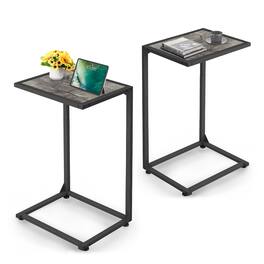 Oumilen - C-Shaped End Table Set of 2, Slim Side Table for Sofa and Bed - Gray
