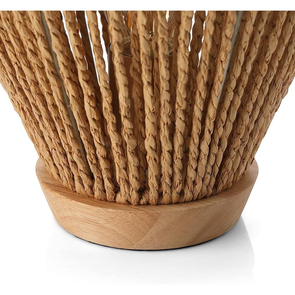 Alt View 2. PARKER SLATER - Small Table Lamp, Natural Woven Basket, Paper String Shade.